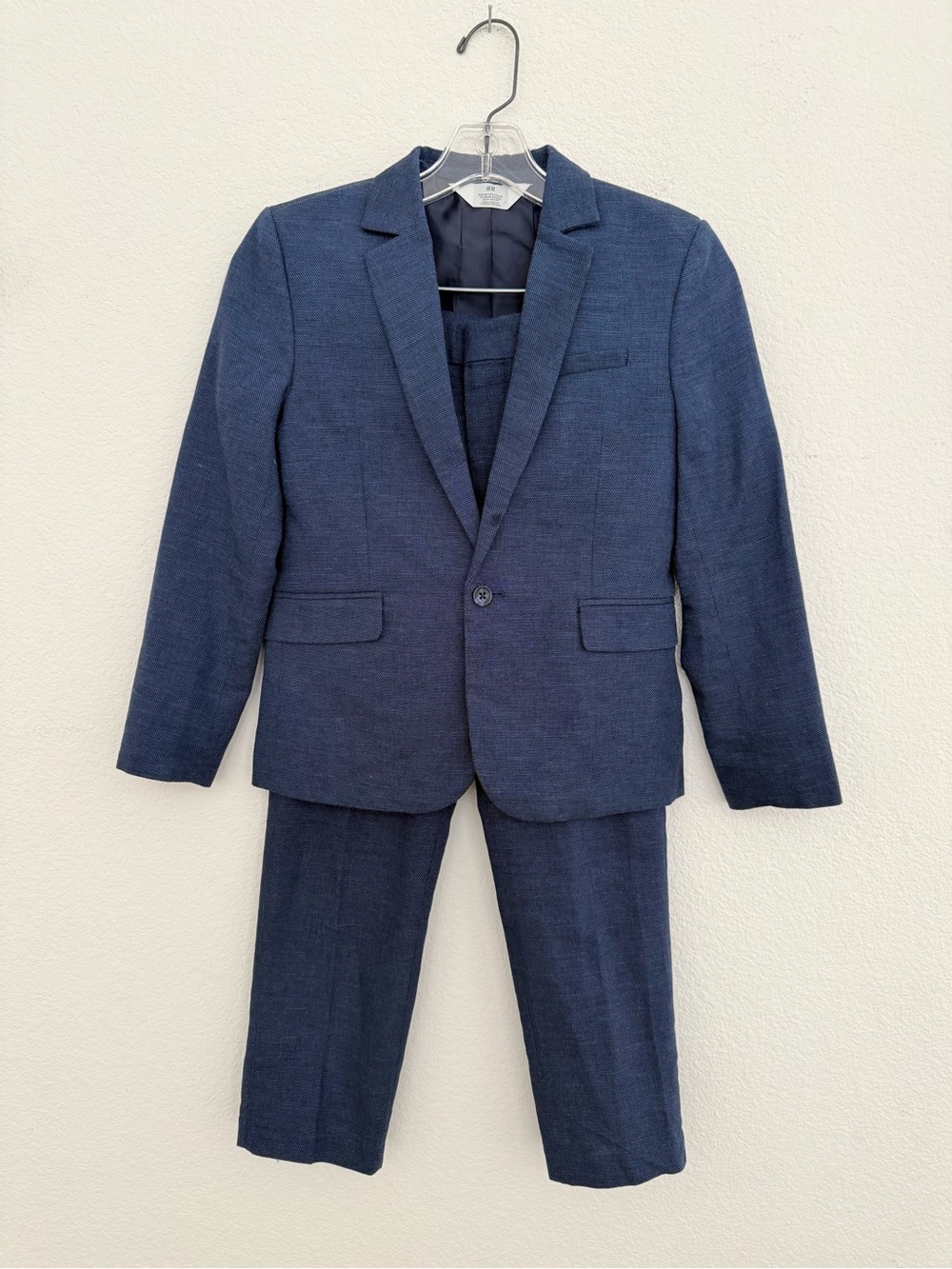 H&M Boys Dark Navy Blue Linen Blend Blazer and Matching Pants